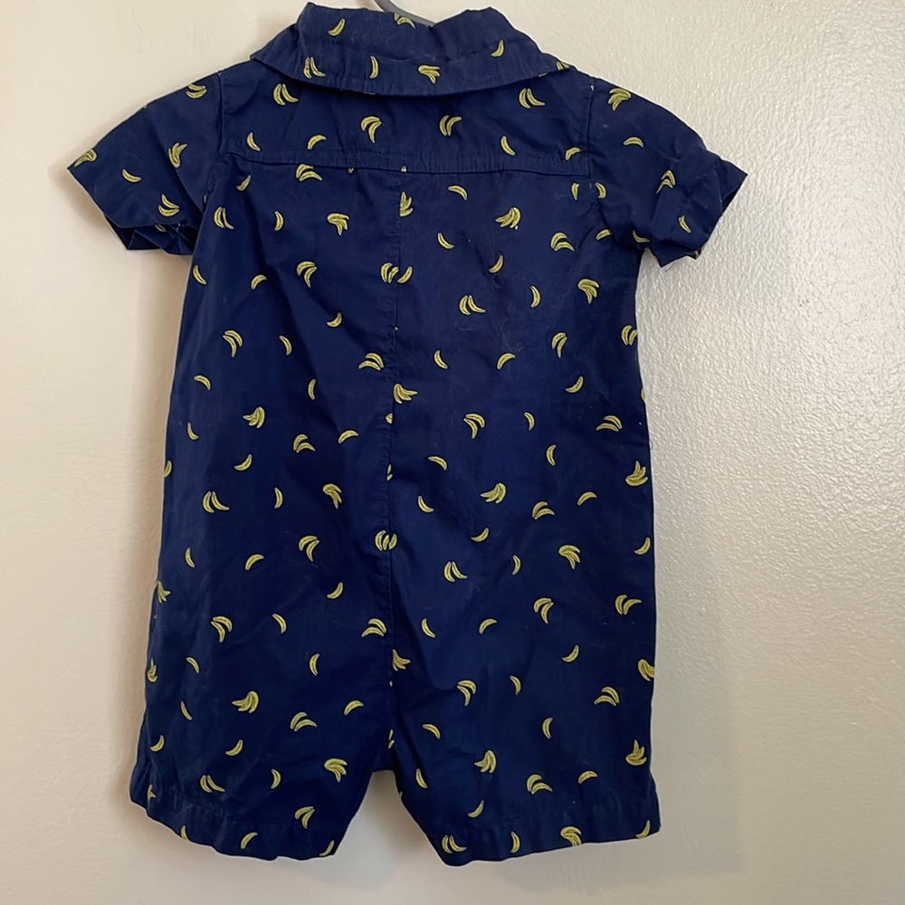 Baby boy button down banana print romper - Picture 2 of 5